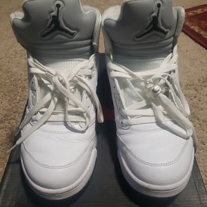 Jordan 5 Retro Men's Shoes White-Black-Metallic Si